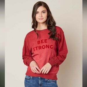 Burgundy Birdiebee “BEE STRONG” Open-Back Crewneck Sweatshirt – Red – Size Small